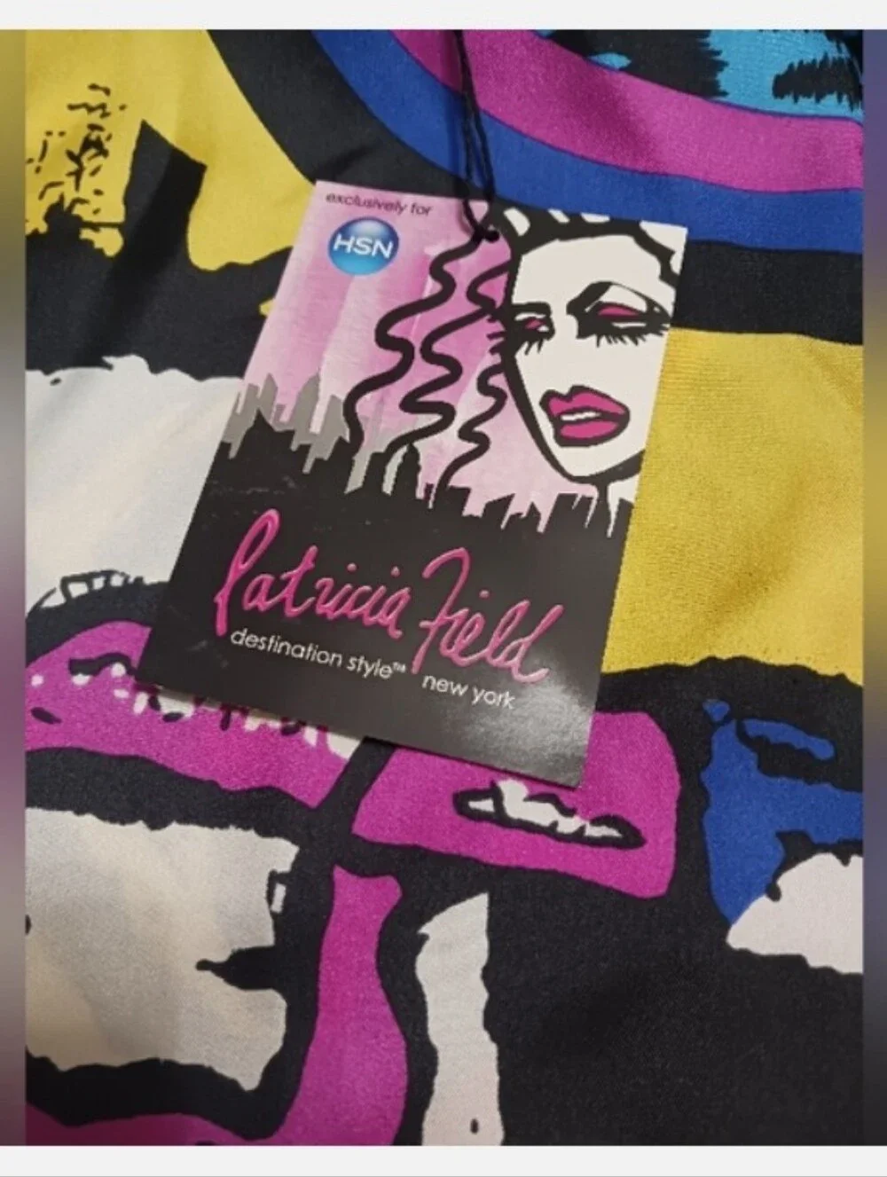 NWT Patricia Field Limited Edition Colorful Pop Art Silk Scarf  39